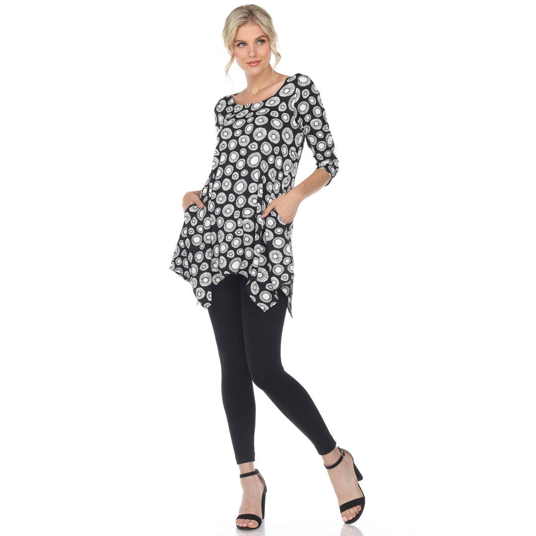 Women's Printed Circle Geo Tunic Top