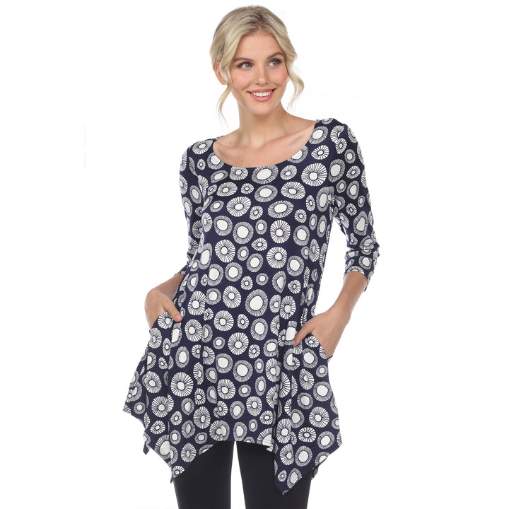 Women's Printed Circle Geo Tunic Top