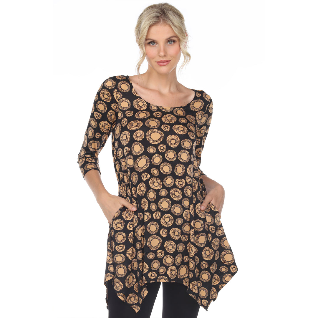 Women's Printed Circle Geo Tunic Top