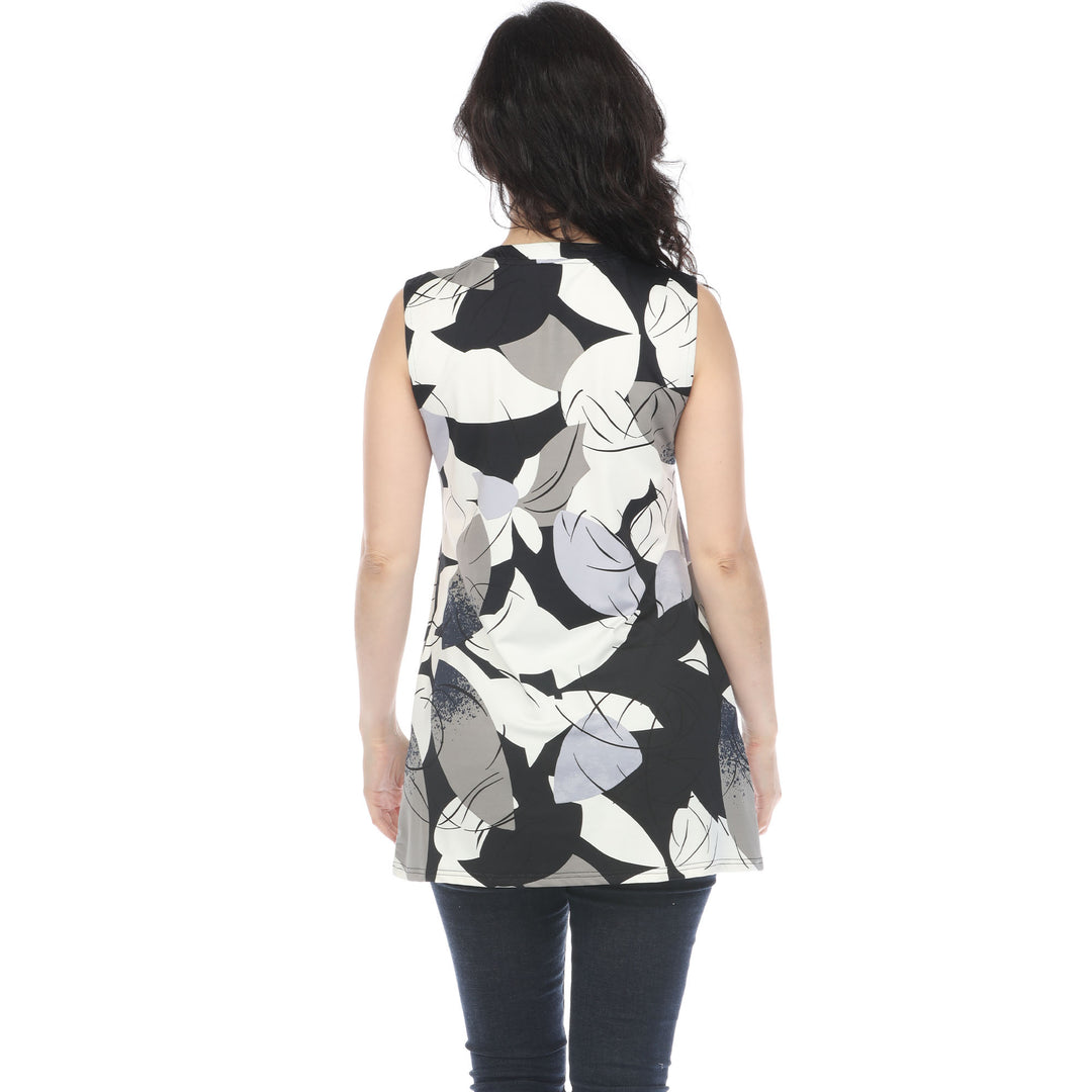 Women's Pleated Front Sleeveless Tunic Top