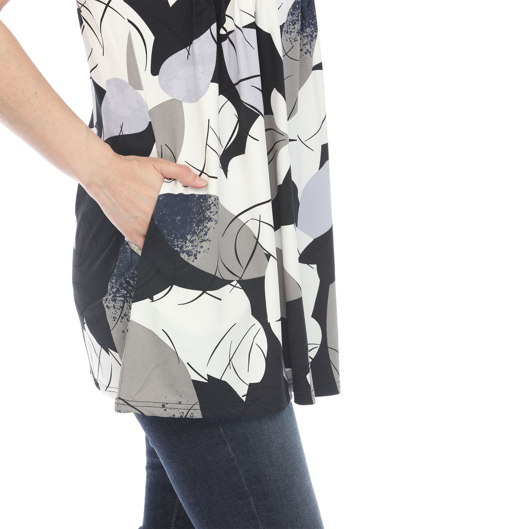 Women's Pleated Front Sleeveless Tunic Top