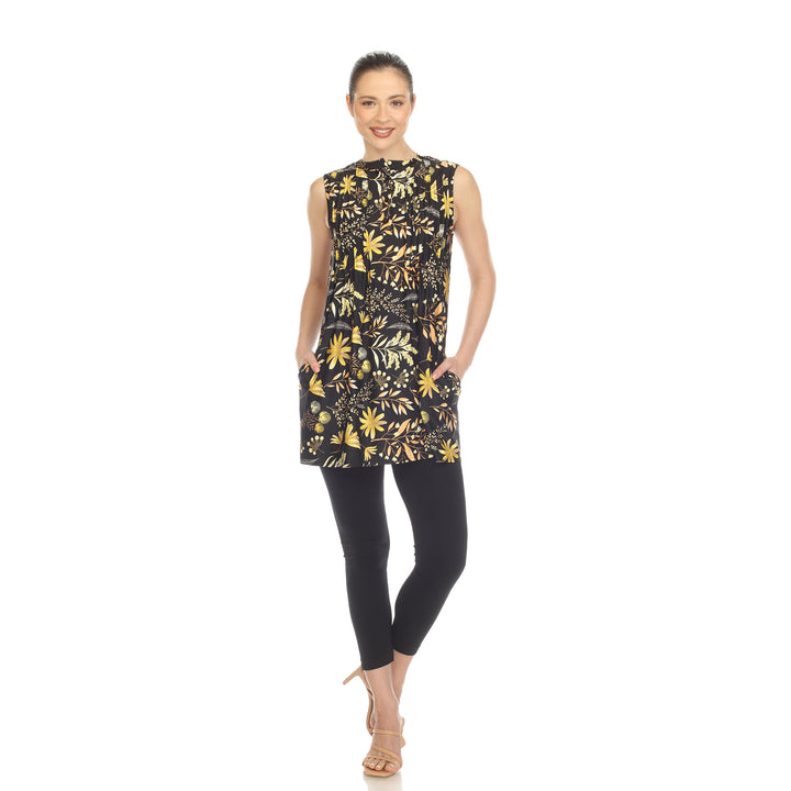 Women's Floral Sleeveless Tunic Top