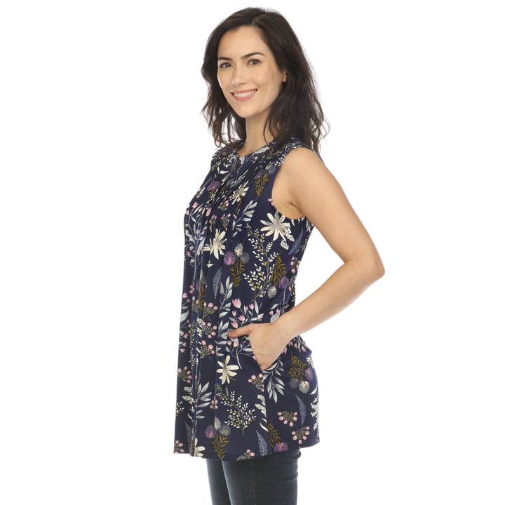 Women's Floral Sleeveless Tunic Top
