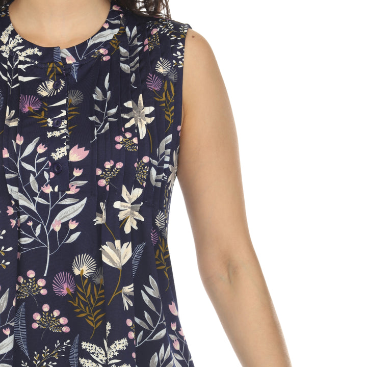 Women's Floral Sleeveless Tunic Top