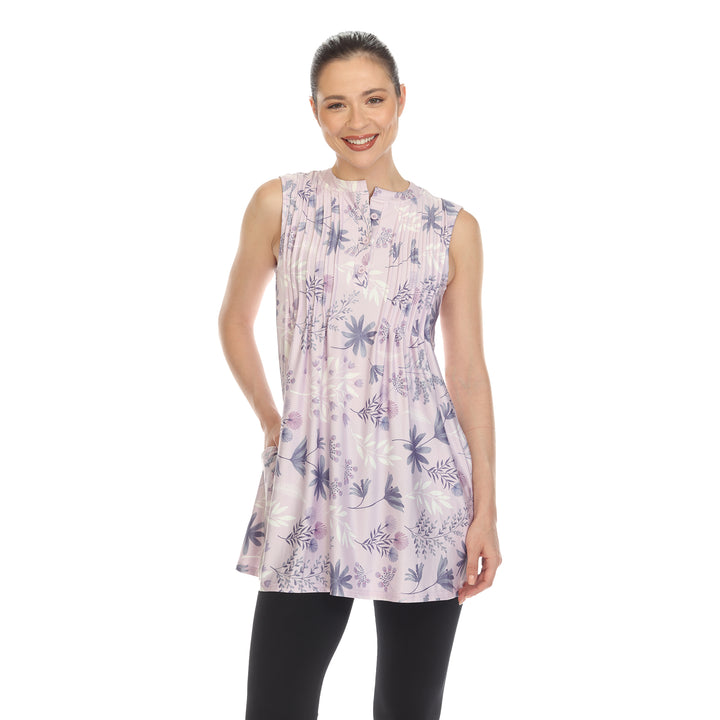 Women's Floral Sleeveless Tunic Top