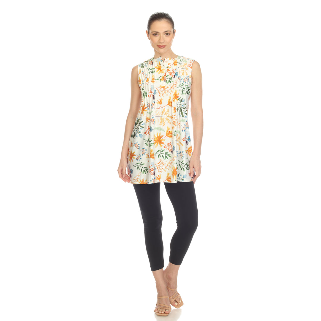 Women's Floral Sleeveless Tunic Top