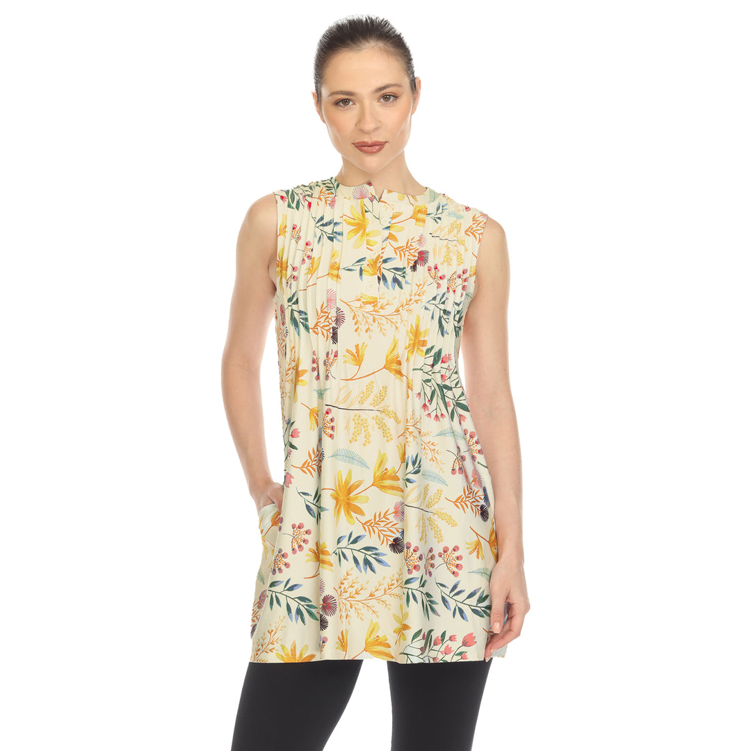 Women's Floral Sleeveless Tunic Top