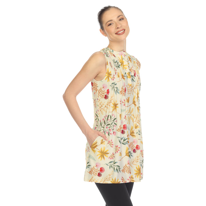 Women's Floral Sleeveless Tunic Top
