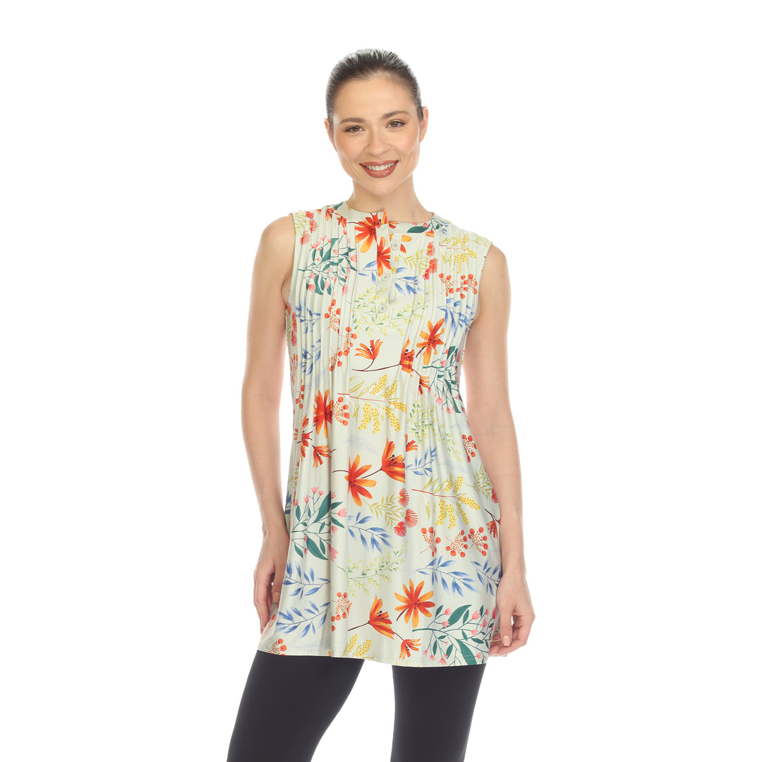 Women's Floral Sleeveless Tunic Top