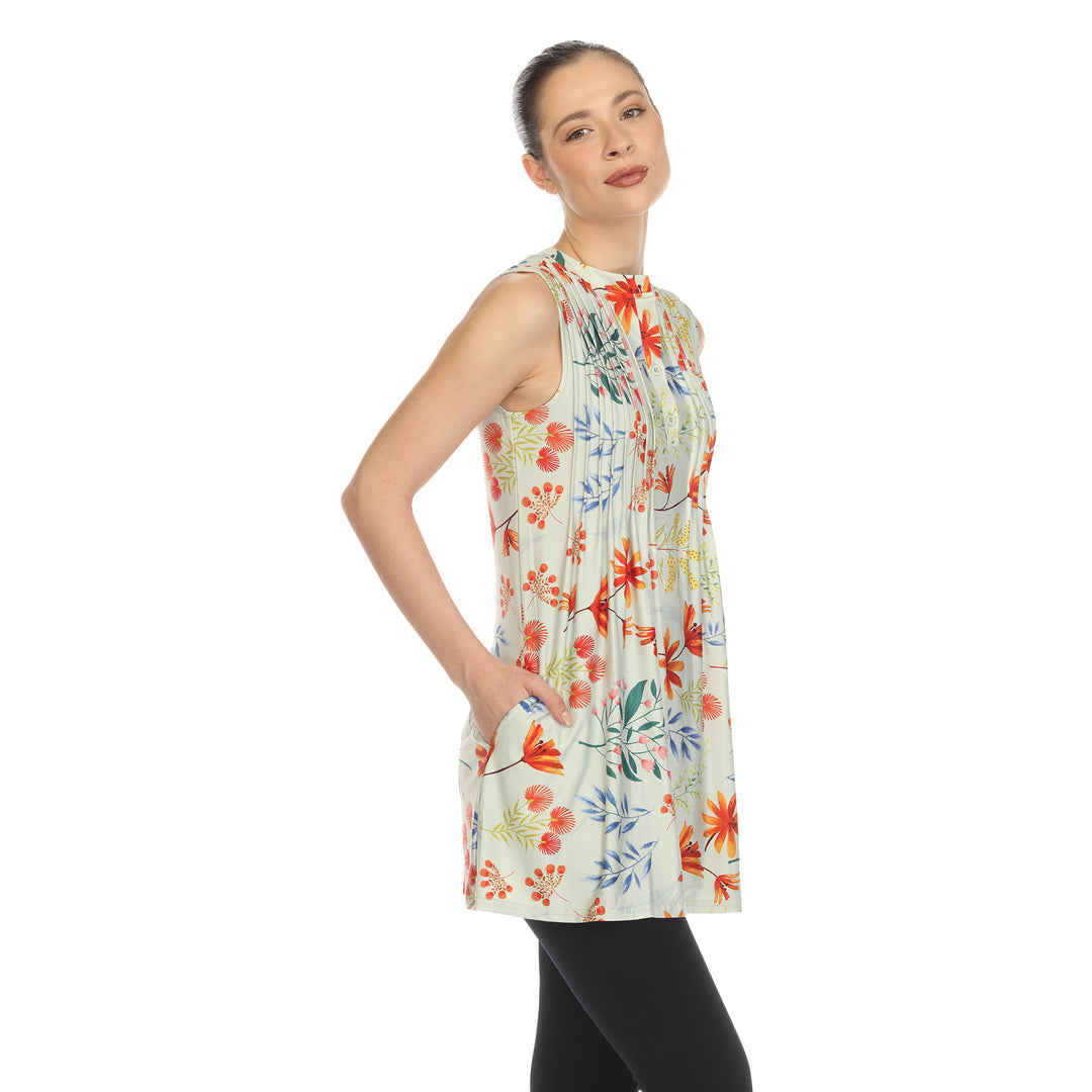 Women's Floral Sleeveless Tunic Top