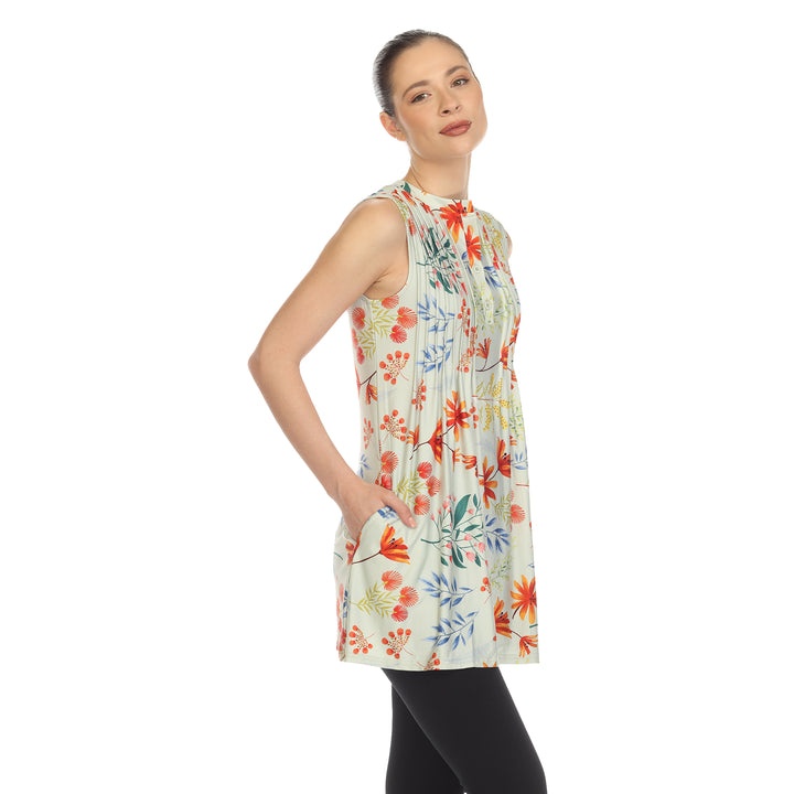 Women's Floral Sleeveless Tunic Top