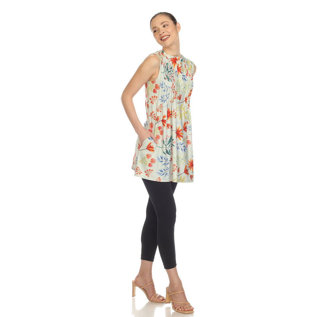 Women's Floral Sleeveless Tunic Top