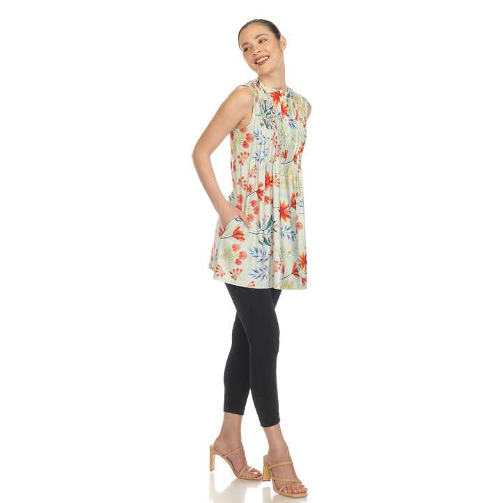 Women's Floral Sleeveless Tunic Top
