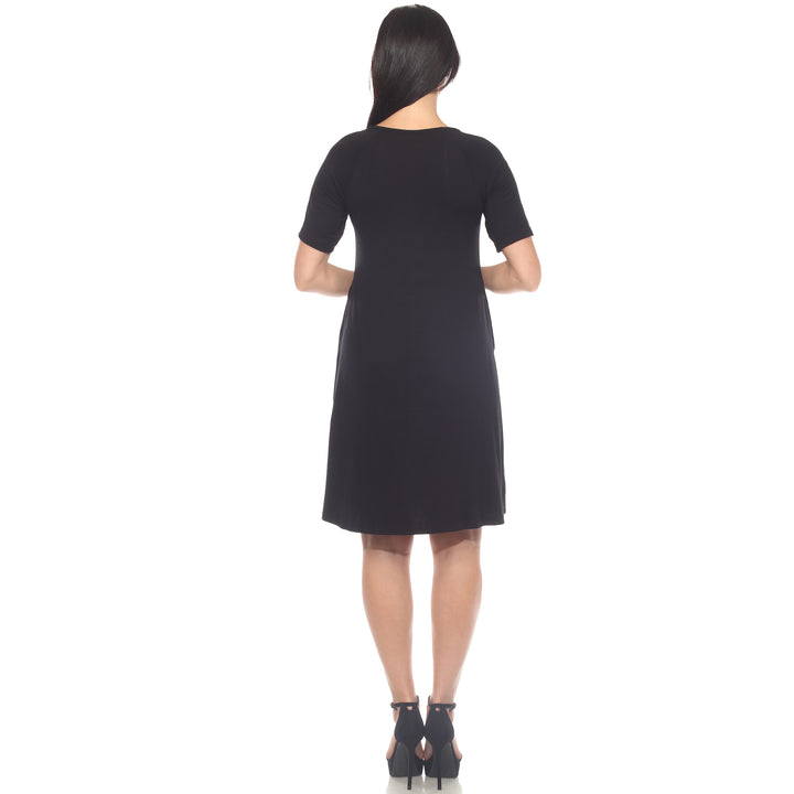 Women's Short Sleeve Criss-Cross Neck A-Line Dress