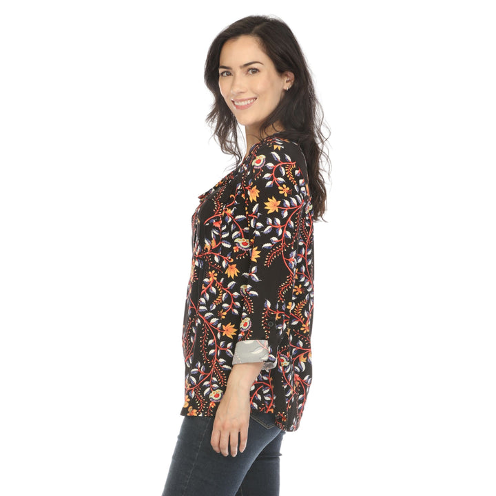 Women's Paisley Button Front Tunic Top