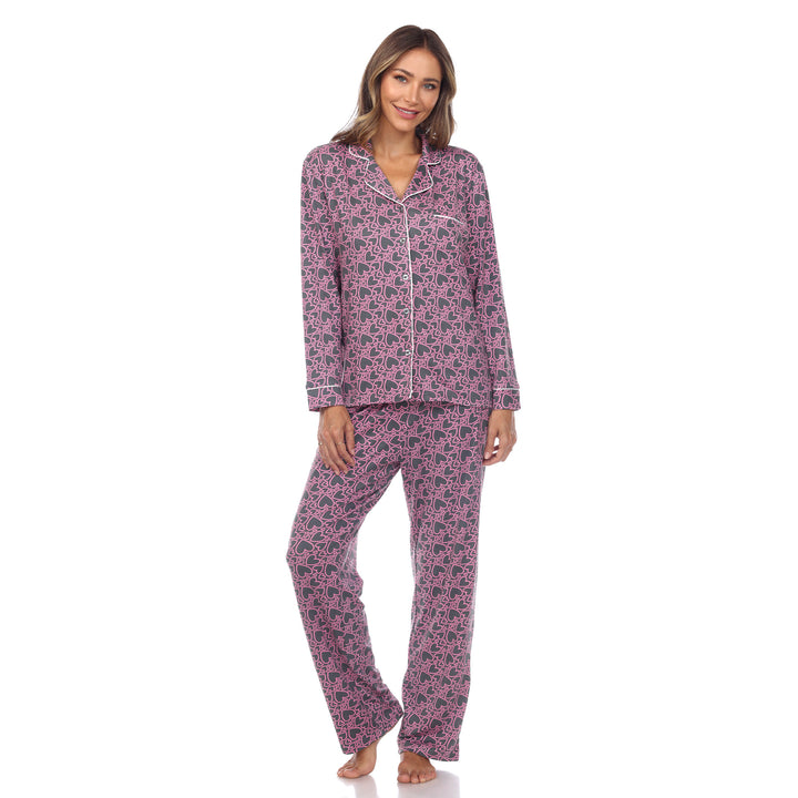 Long Sleeve Heart Print Pajama Set
