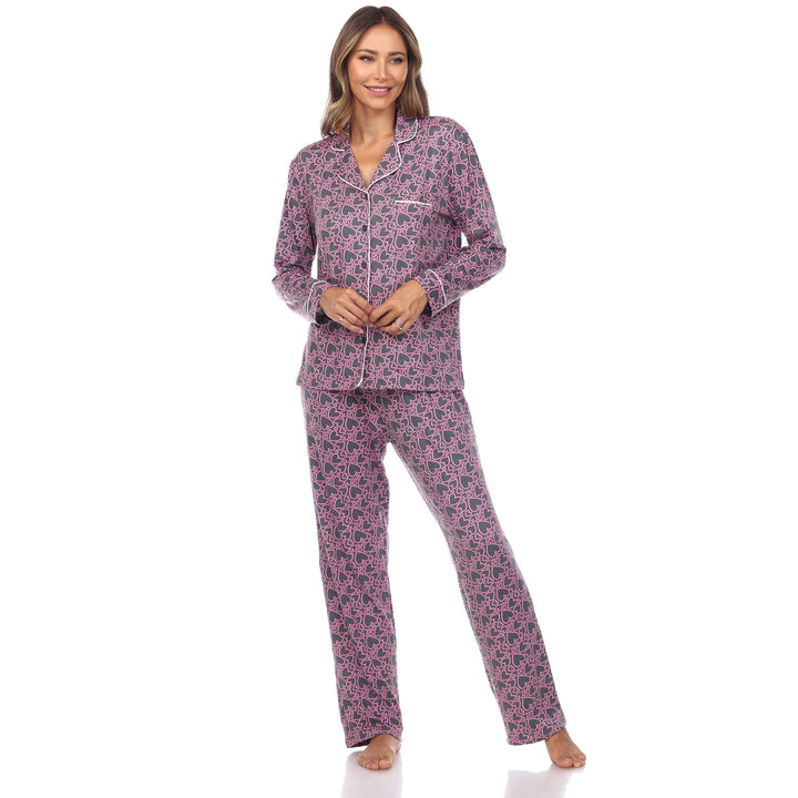 Long Sleeve Heart Print Pajama Set
