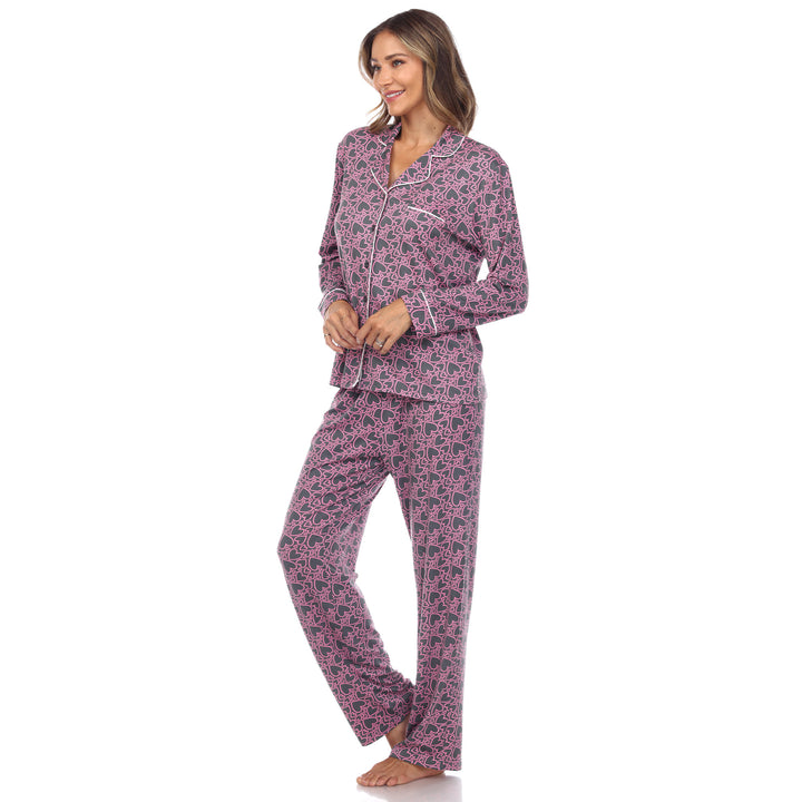 Long Sleeve Heart Print Pajama Set