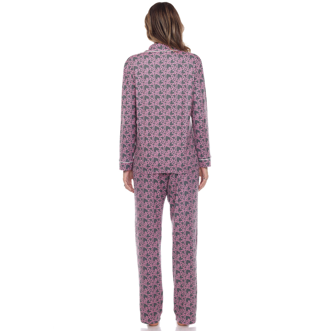 Long Sleeve Heart Print Pajama Set