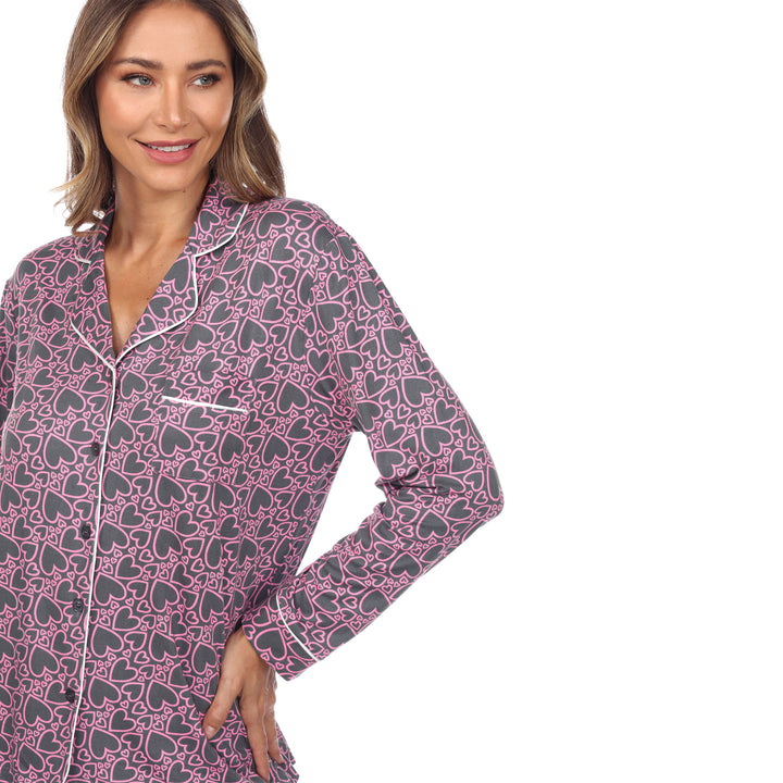 Long Sleeve Heart Print Pajama Set
