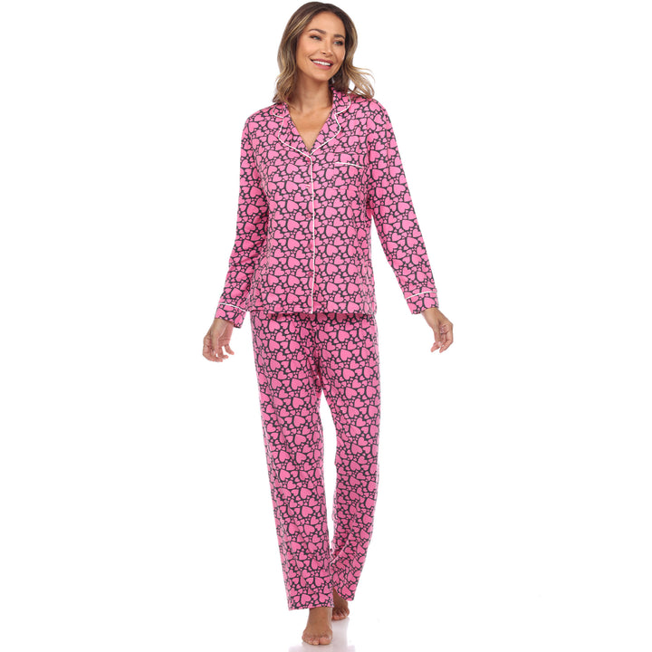 Long Sleeve Heart Print Pajama Set