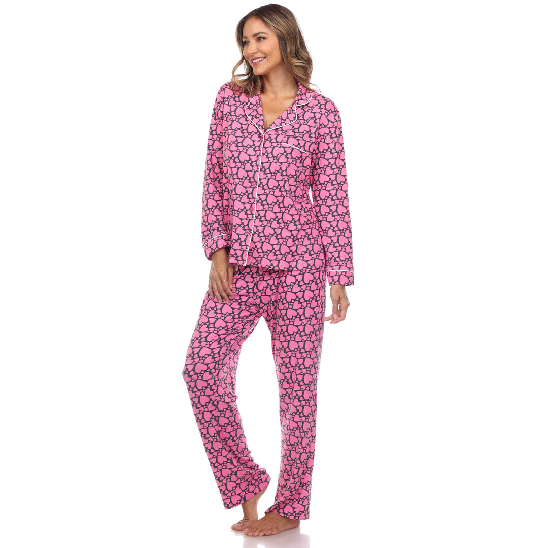 Long Sleeve Heart Print Pajama Set