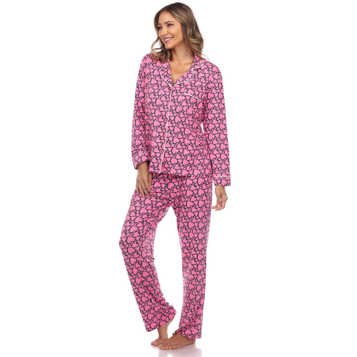 Long Sleeve Heart Print Pajama Set