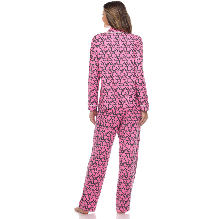 Long Sleeve Heart Print Pajama Set
