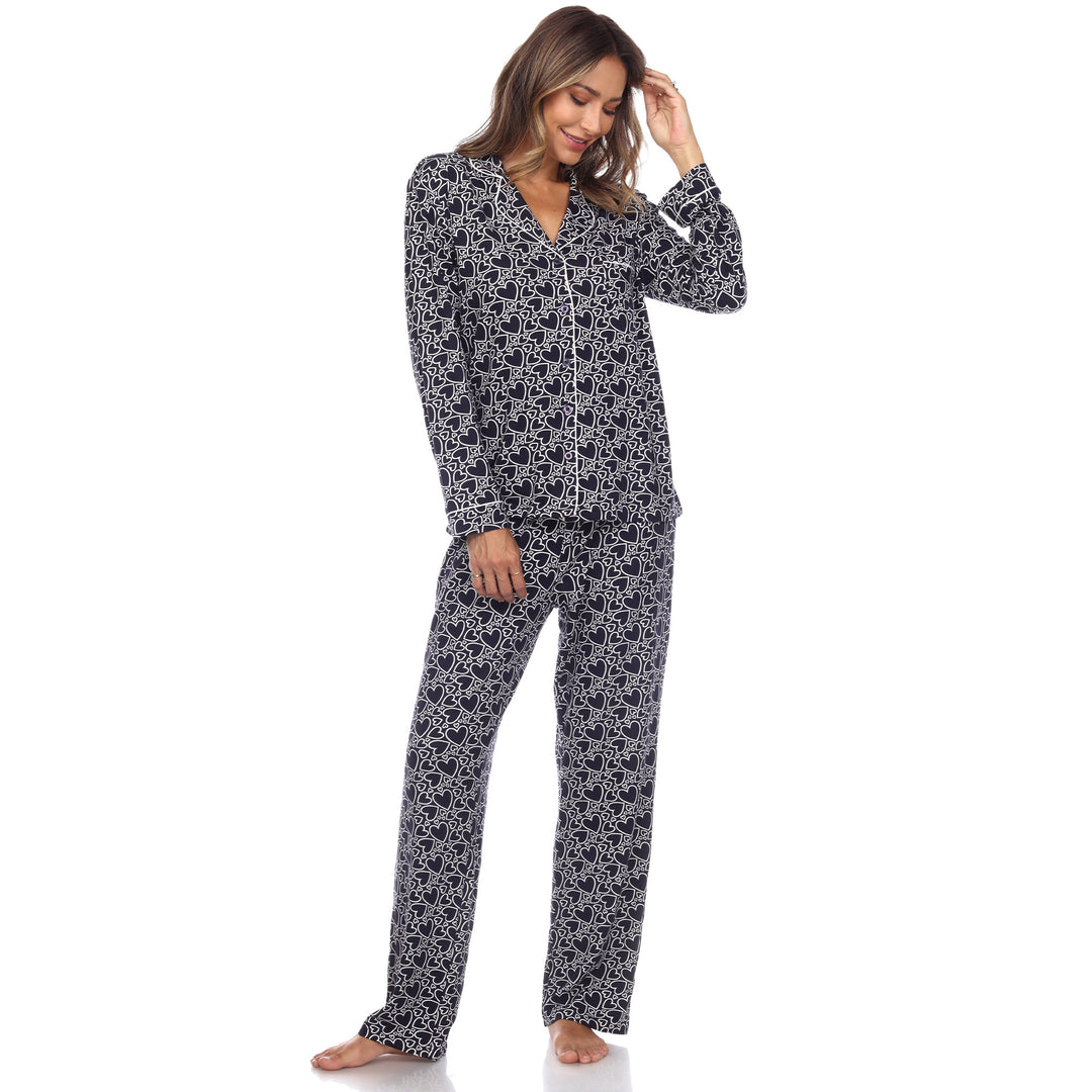 Long Sleeve Heart Print Pajama Set