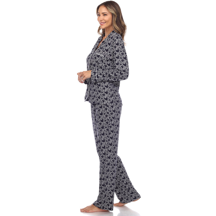 Long Sleeve Heart Print Pajama Set