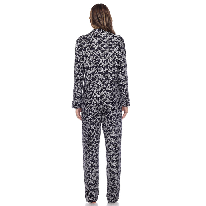 Long Sleeve Heart Print Pajama Set