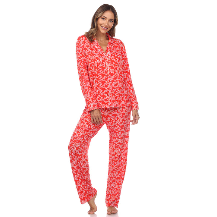 Long Sleeve Heart Print Pajama Set
