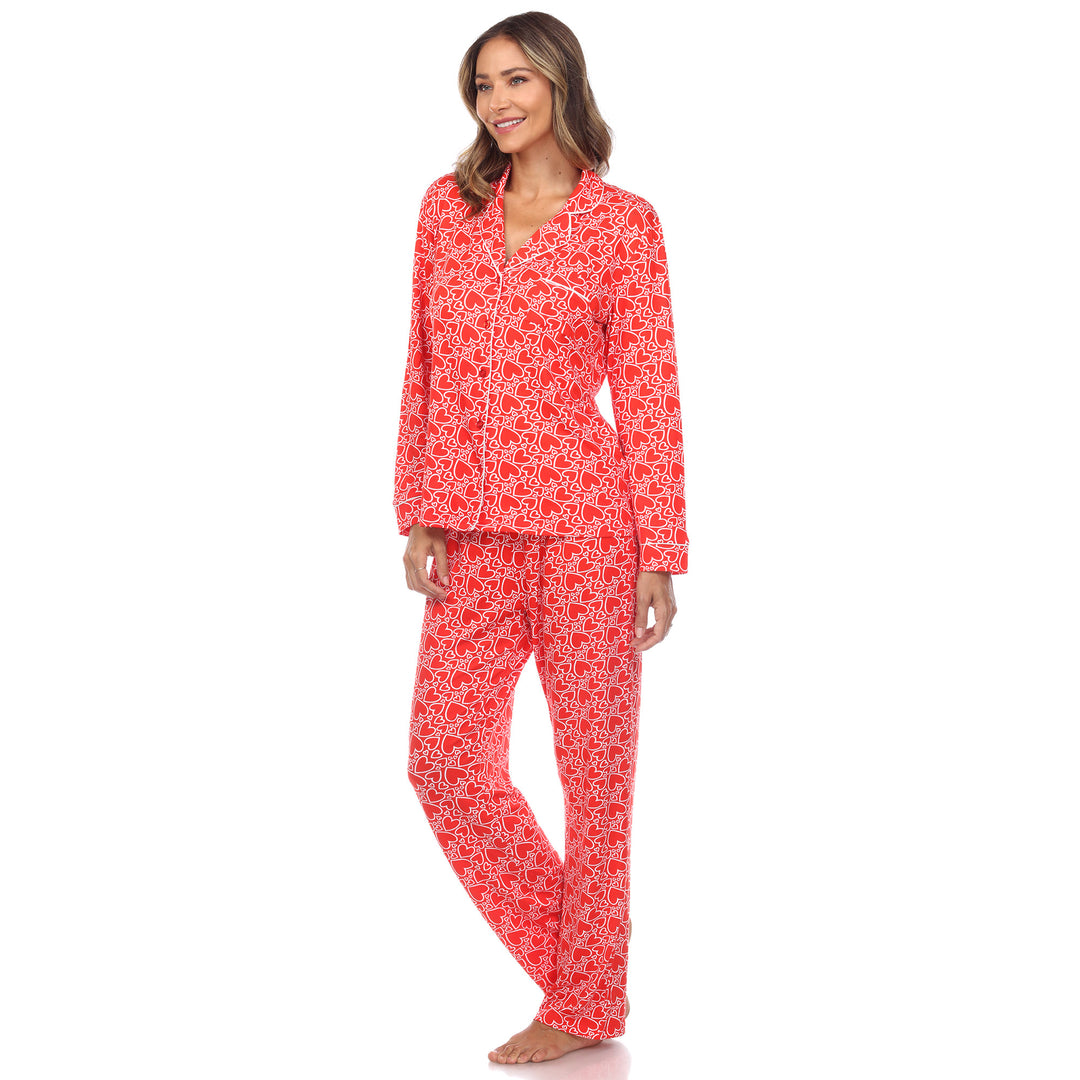 Long Sleeve Heart Print Pajama Set