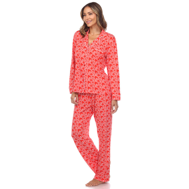 Long Sleeve Heart Print Pajama Set