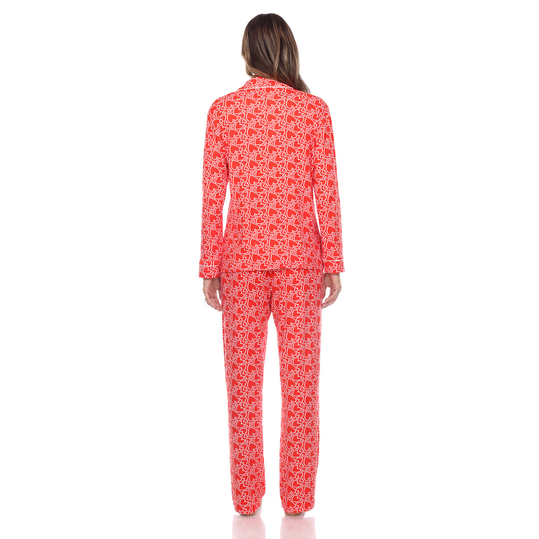 Long Sleeve Heart Print Pajama Set