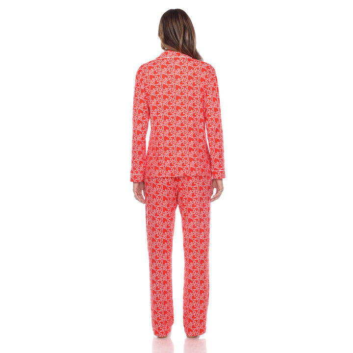 Long Sleeve Heart Print Pajama Set