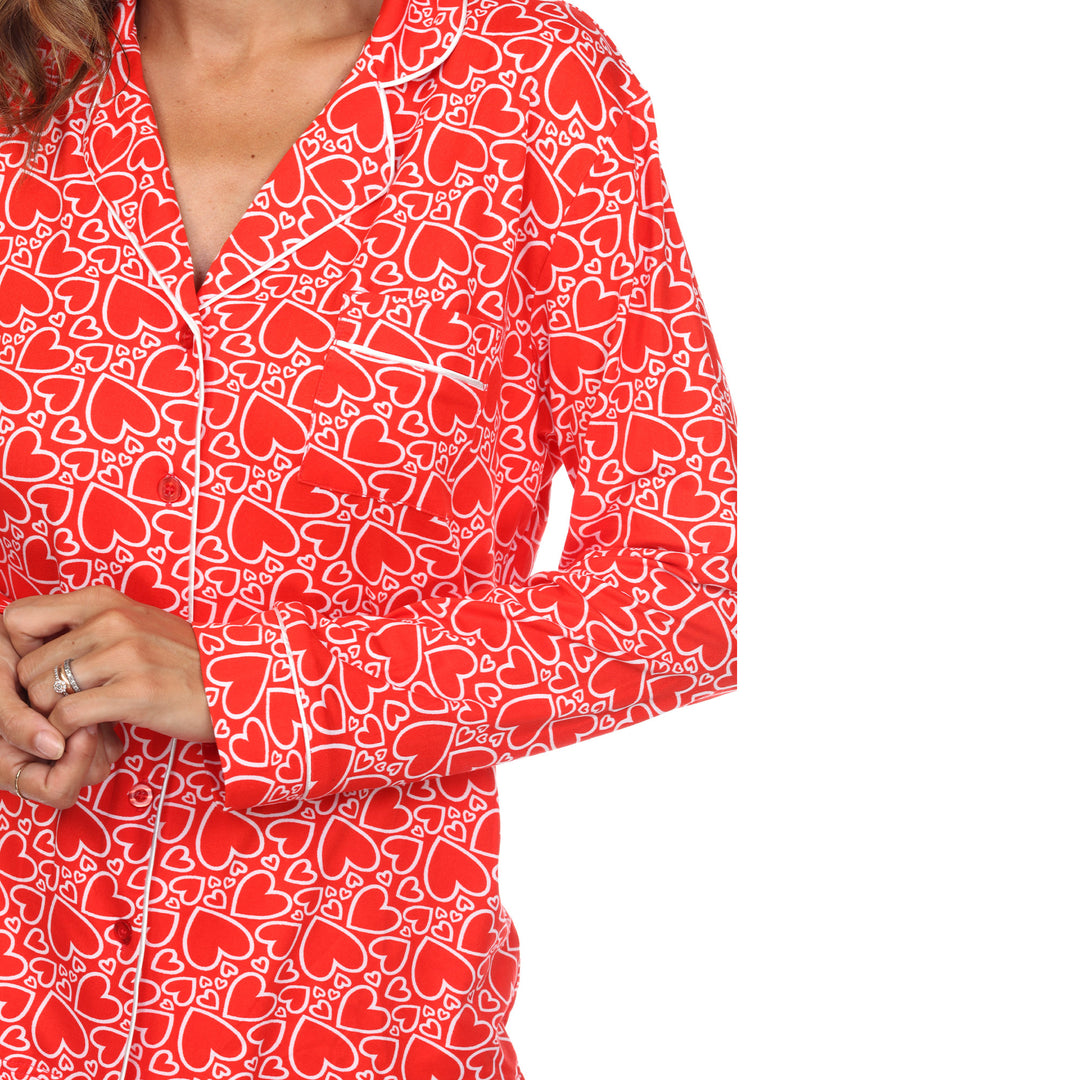 Long Sleeve Heart Print Pajama Set