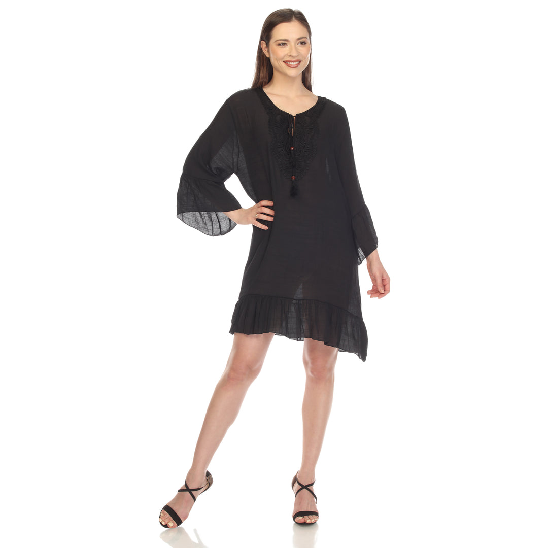 Women's Sheer Crochet Knee Length Cover Up Dress