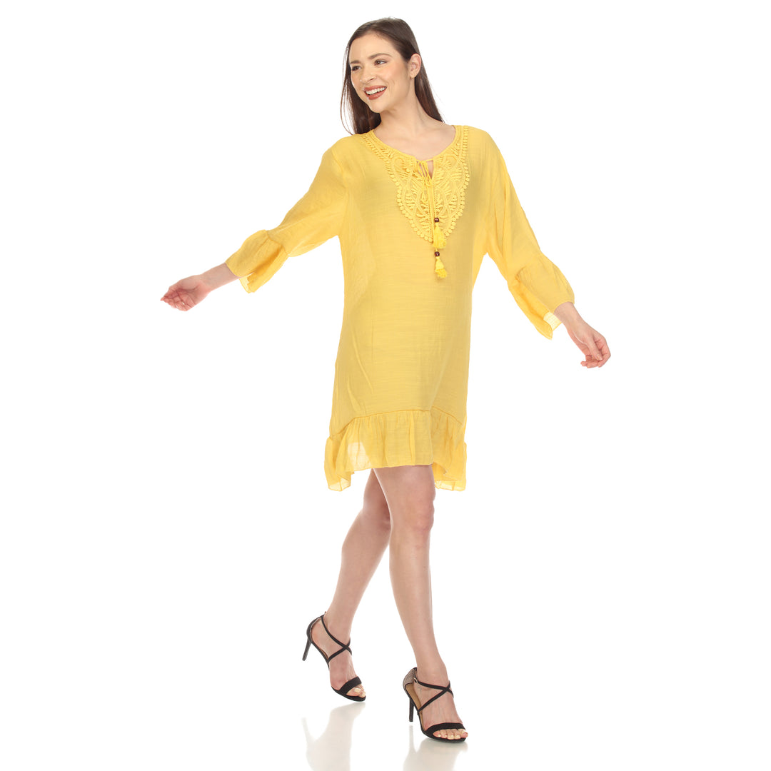 Women's Sheer Crochet Knee Length Cover Up Dress