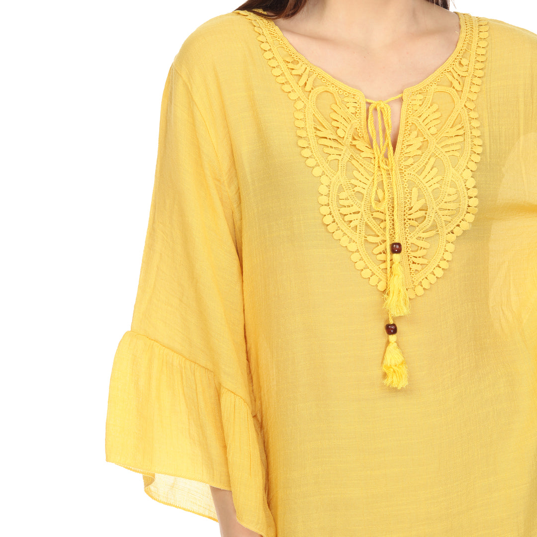 Women's Sheer Crochet Knee Length Cover Up Dress