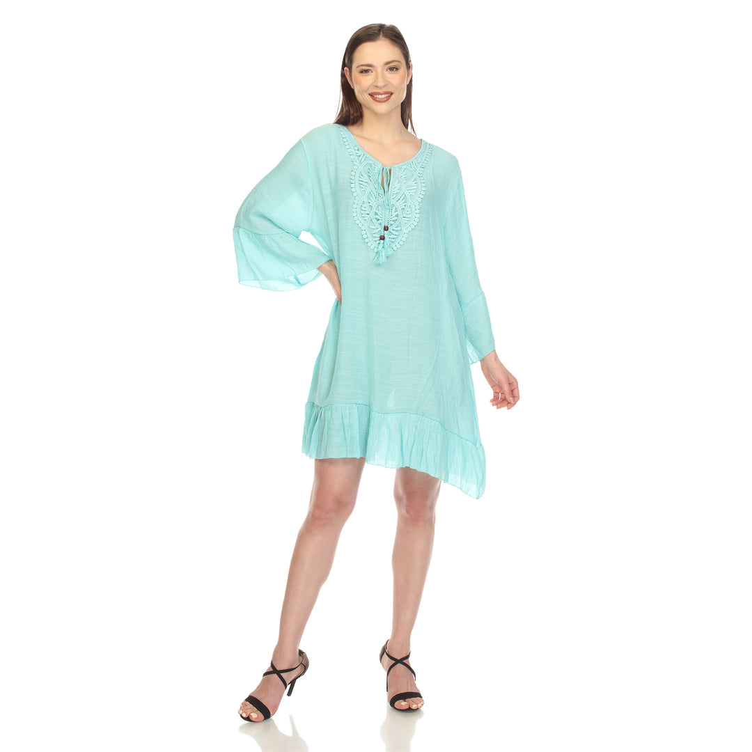 Women's Sheer Crochet Knee Length Cover Up Dress