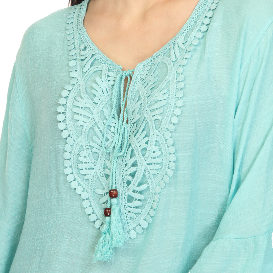 Women's Sheer Crochet Knee Length Cover Up Dress