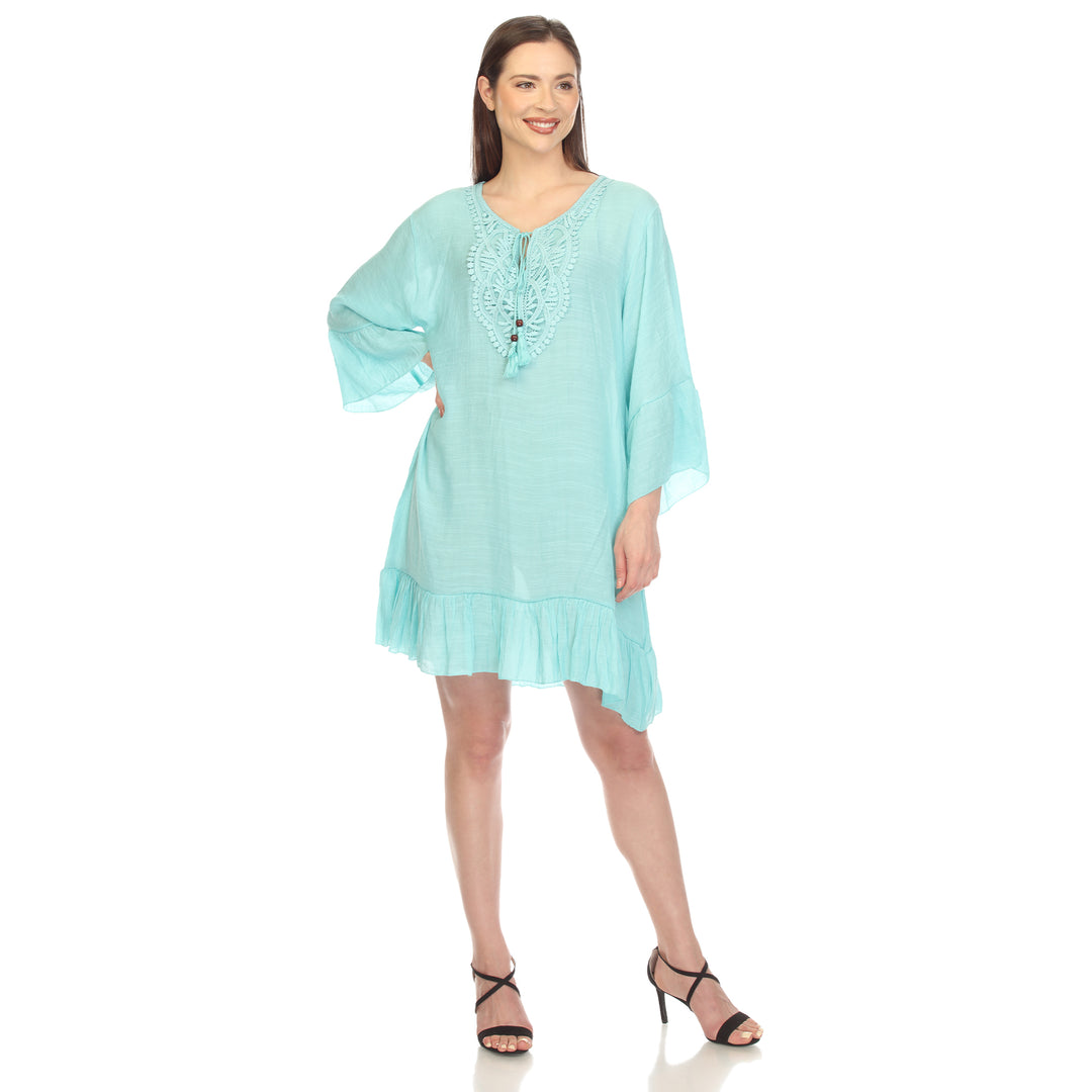 Women's Sheer Crochet Knee Length Cover Up Dress