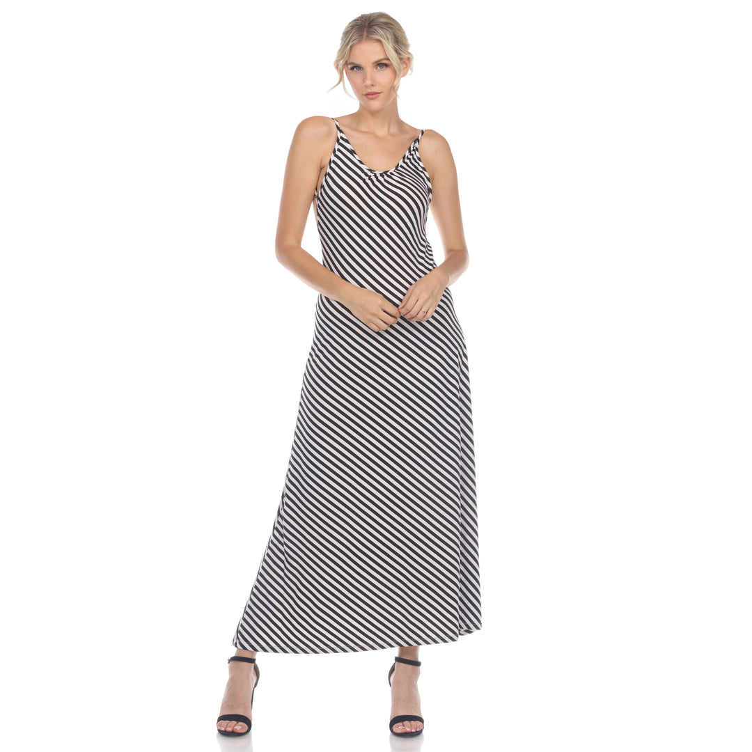 Women's Backless Striped Maxi Dress