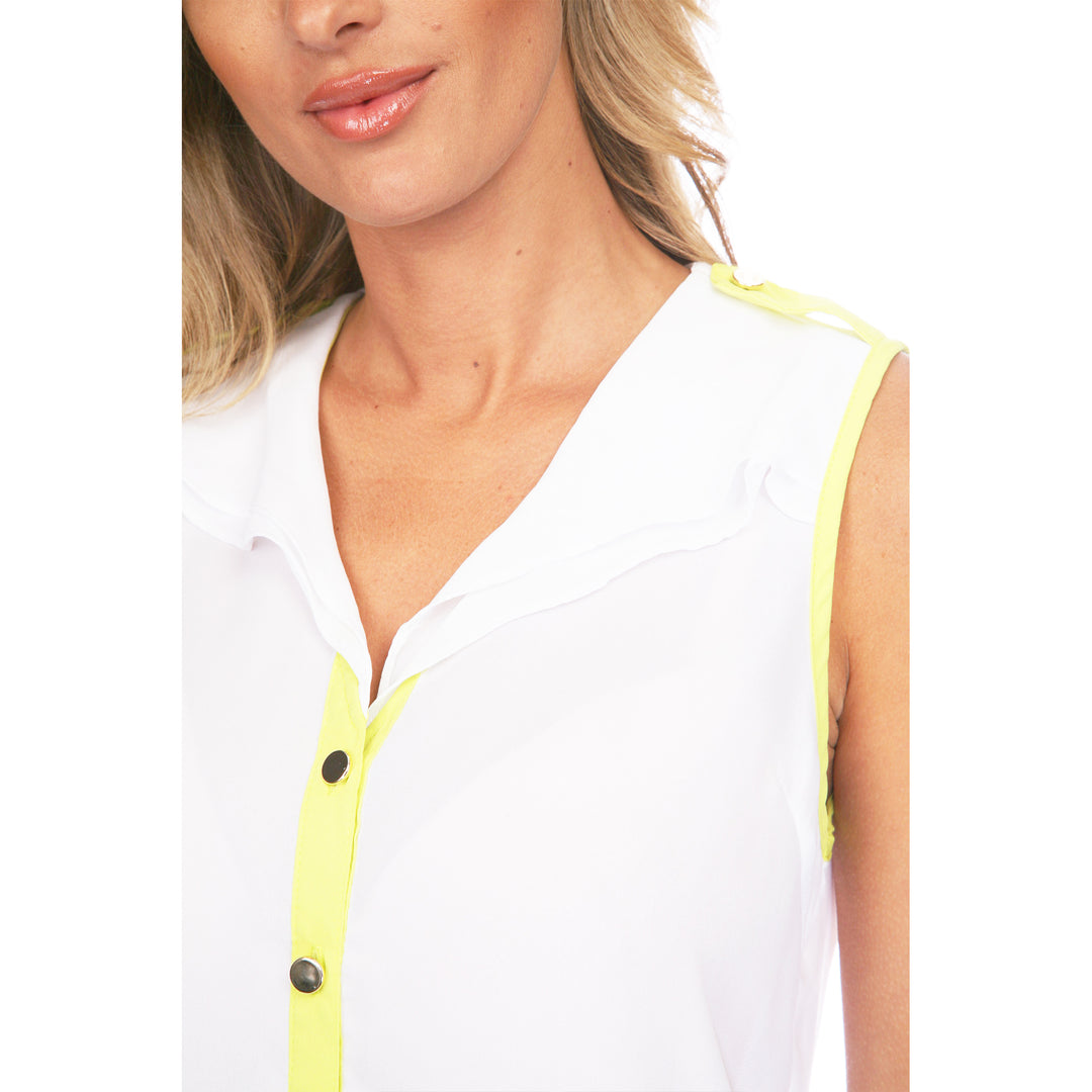 Women's Sleeveless Chiffon Button-down Blouse