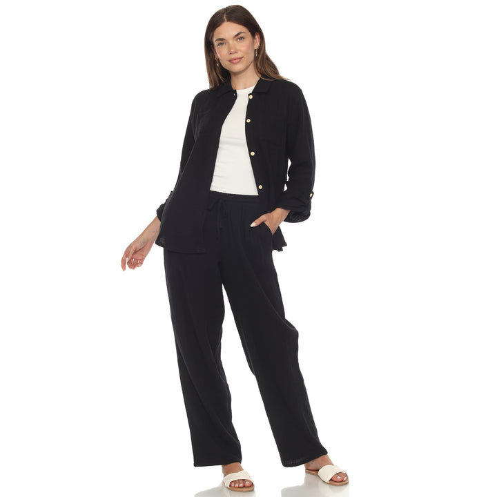 Women's Long Sleeve Button Down Cotton Gauze Set