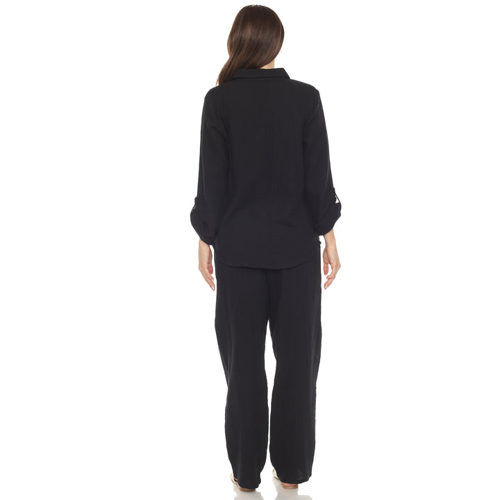 Women's Long Sleeve Button Down Cotton Gauze Set