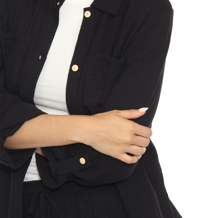Women's Long Sleeve Button Down Cotton Gauze Set