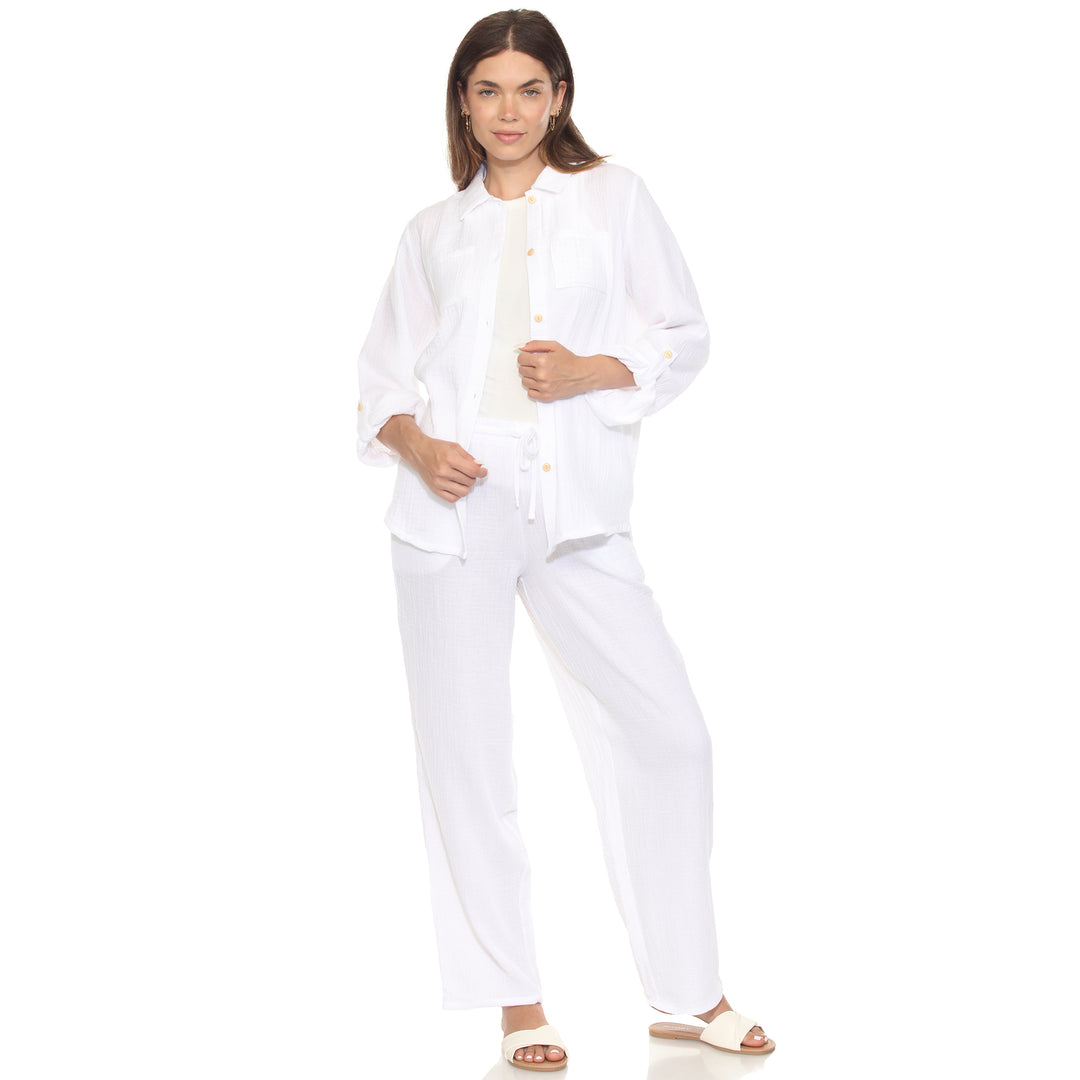Women's Long Sleeve Button Down Cotton Gauze Set