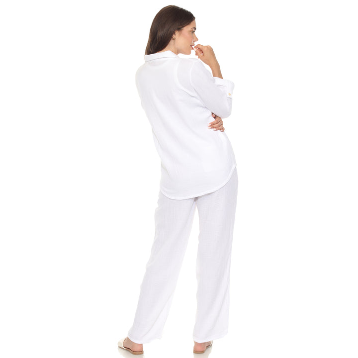 Women's Long Sleeve Button Down Cotton Gauze Set